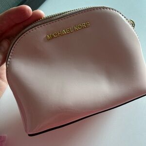 MICHAEL KORS pink patent leather jet set travel pouch